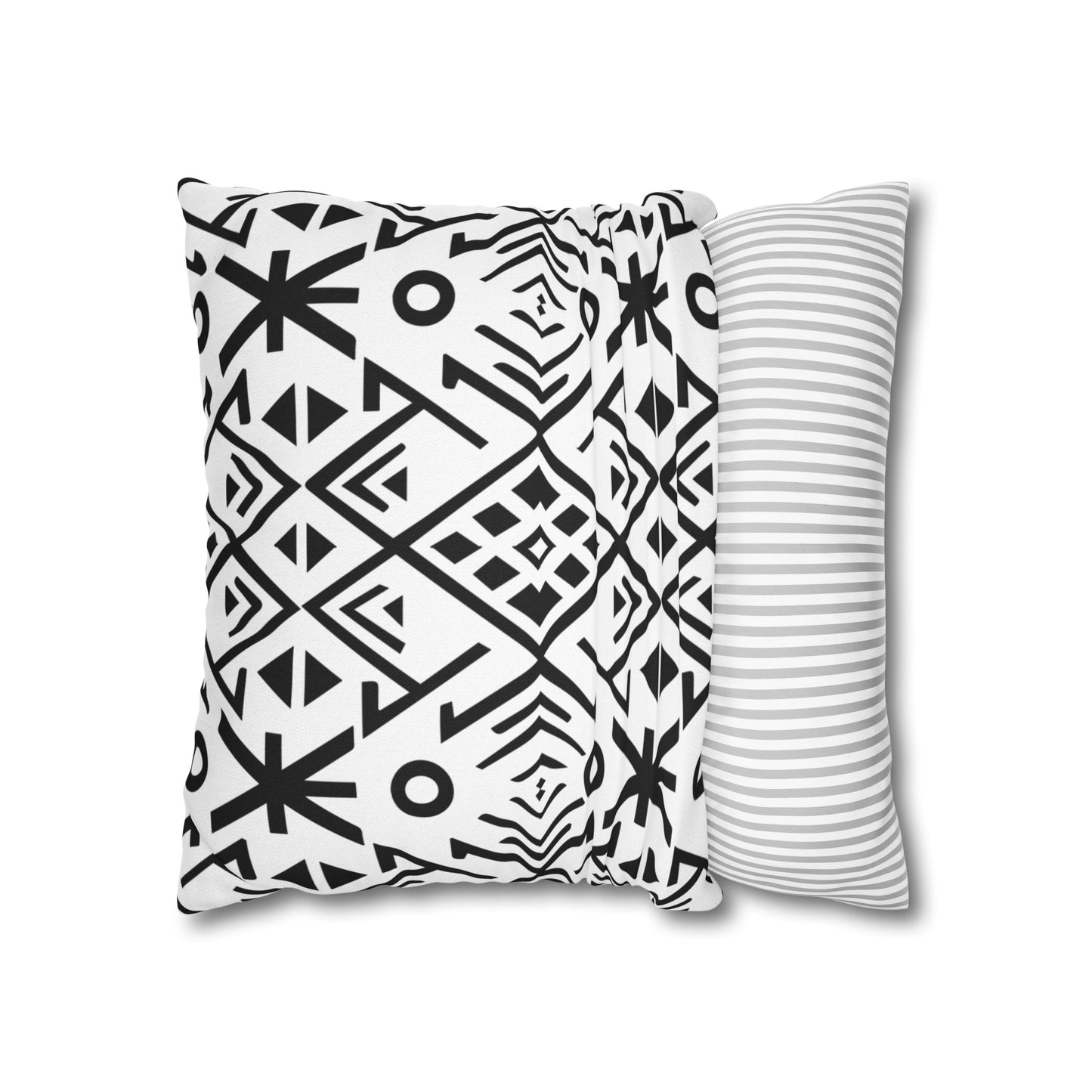Boho Chic Black and White Pillowcase - Modern Geometric Design