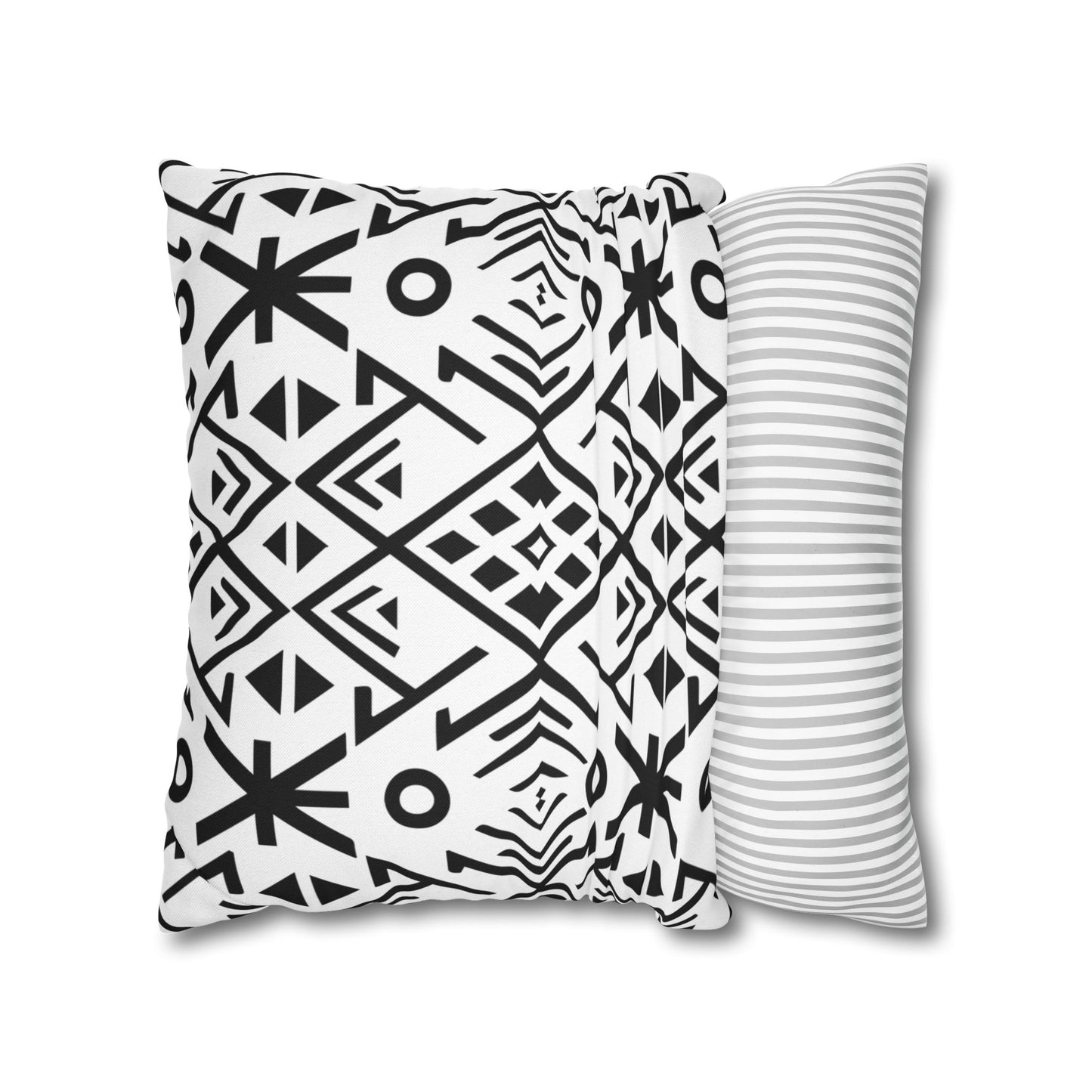 Boho Chic Black and White Pillowcase - Modern Geometric Design