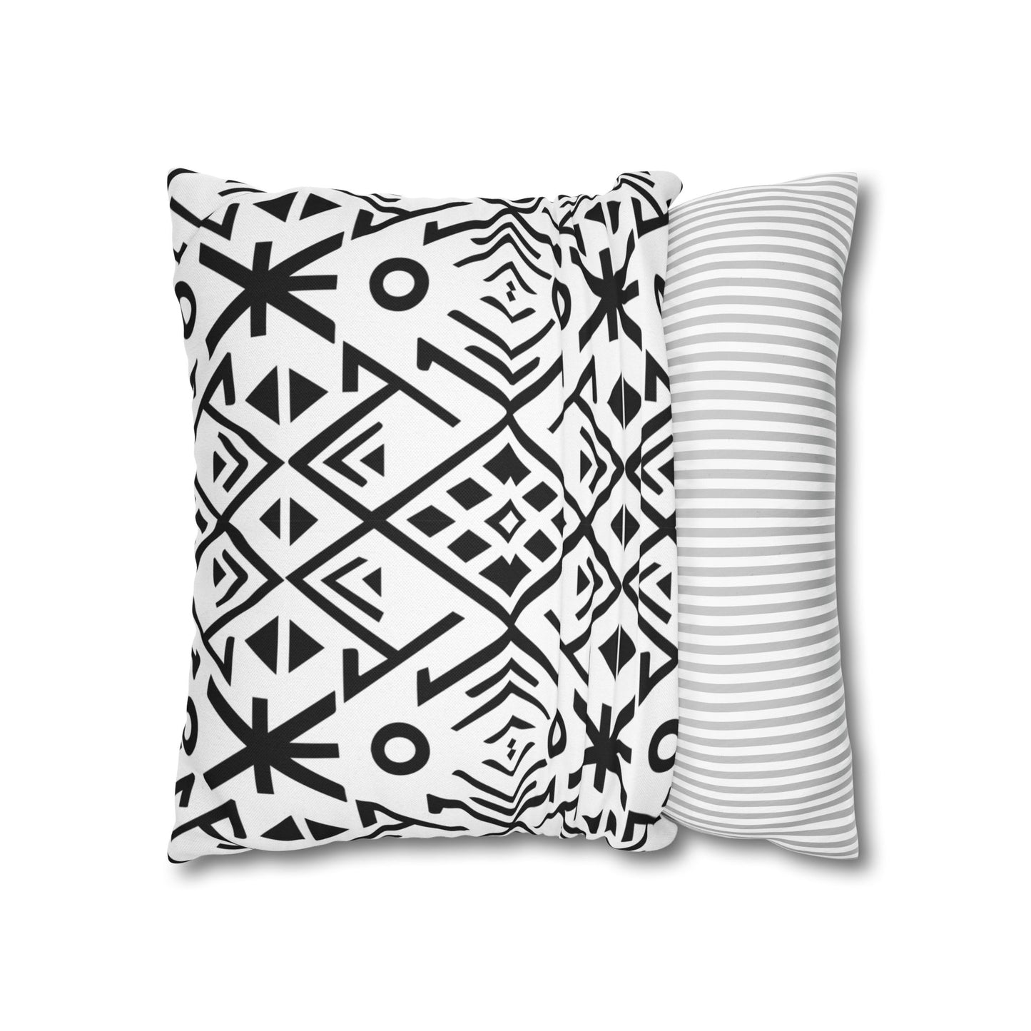 Boho Chic Black and White Pillowcase - Modern Geometric Design