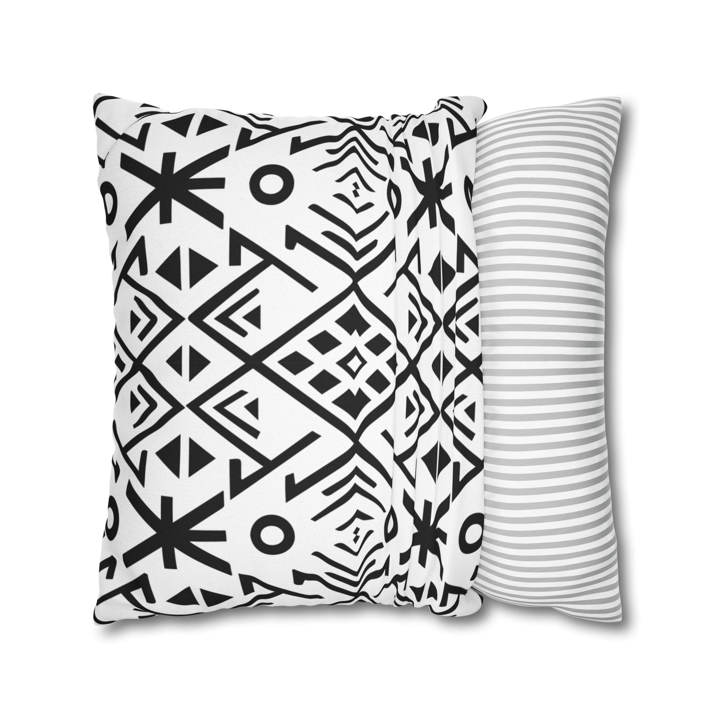Boho Chic Black and White Pillowcase - Modern Geometric Design