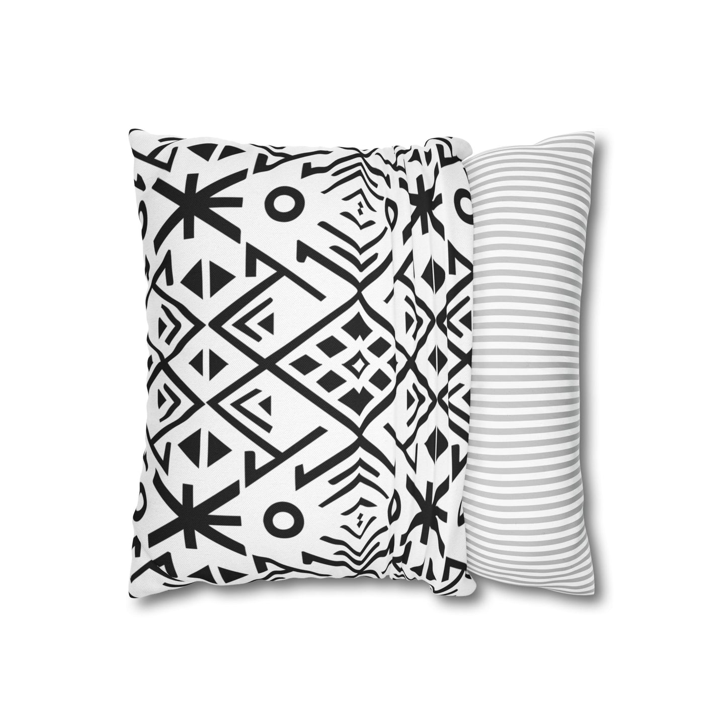 Boho Chic Black and White Pillowcase - Modern Geometric Design