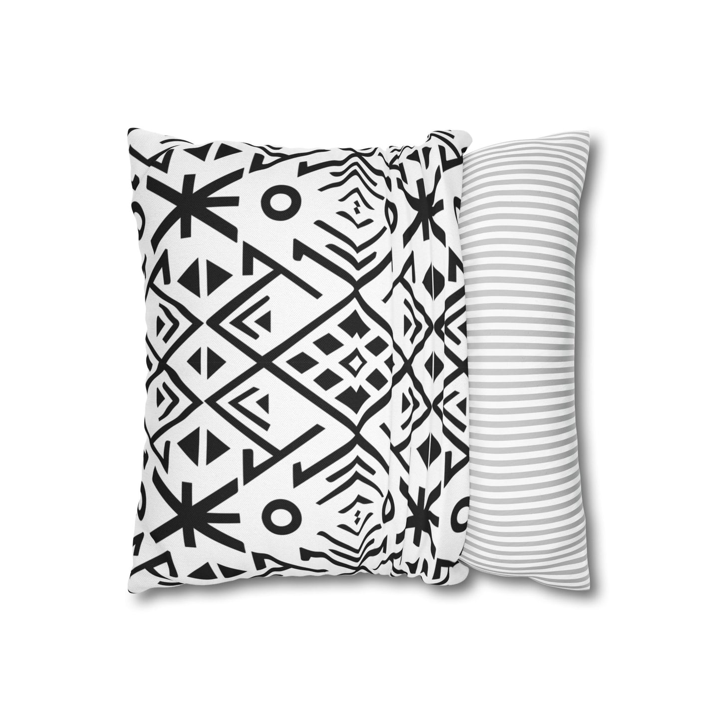 Boho Chic Black and White Pillowcase - Modern Geometric Design