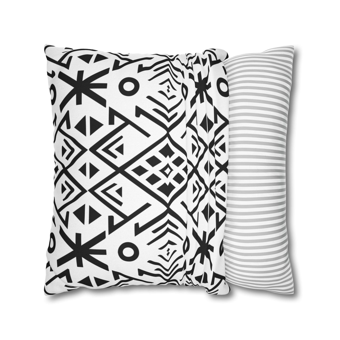 Boho Chic Black and White Pillowcase - Modern Geometric Design