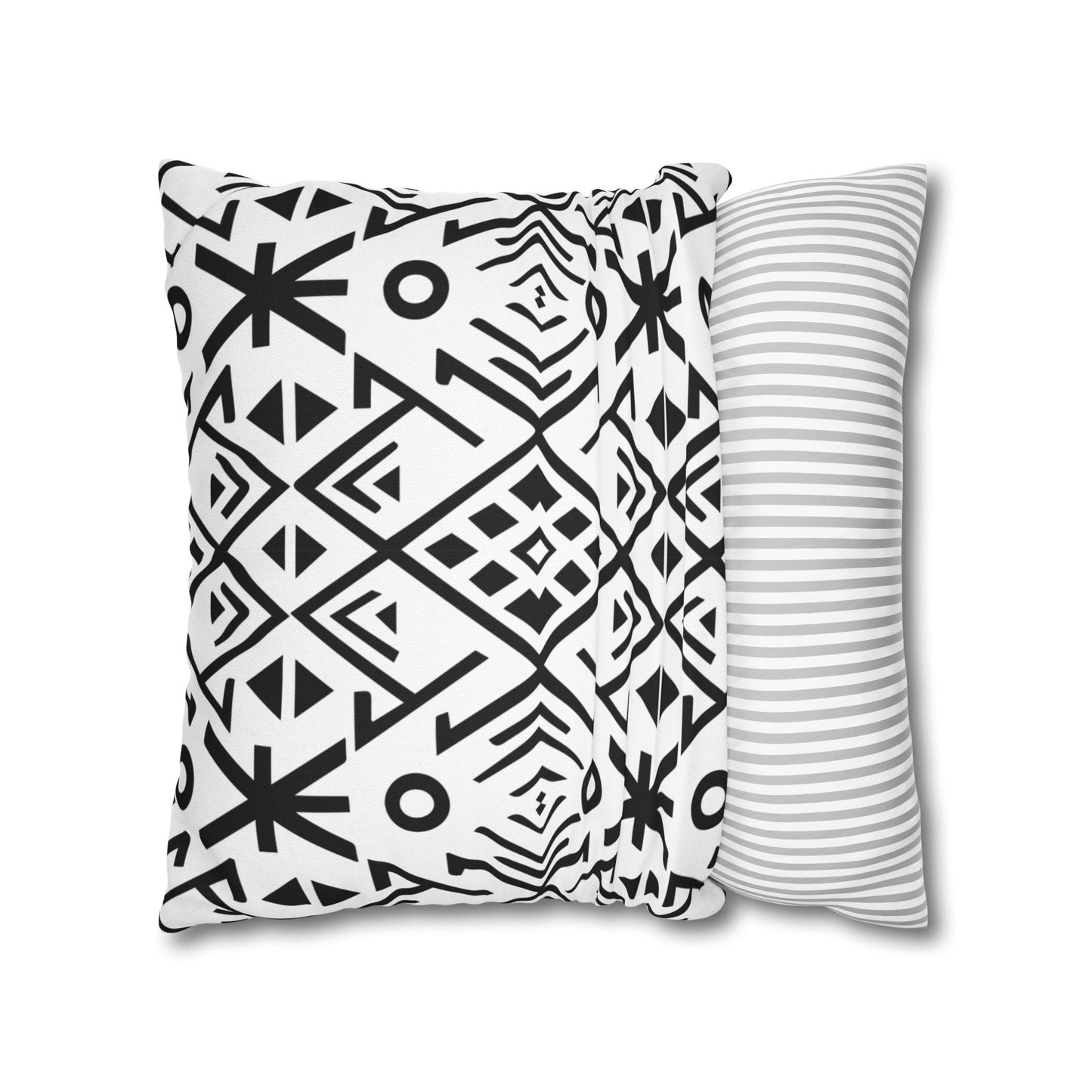 Boho Chic Black and White Pillowcase - Modern Geometric Design
